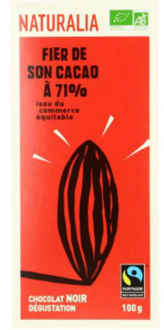 Naturalia Chocolat Noir Dégustation Bio 71% 100g